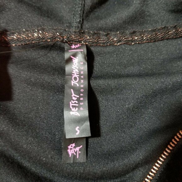 Betsey Johnson Black Velvet Rose Gold Zip Up Hooded  Track Jacket Small NWT - Picture 7 of 8